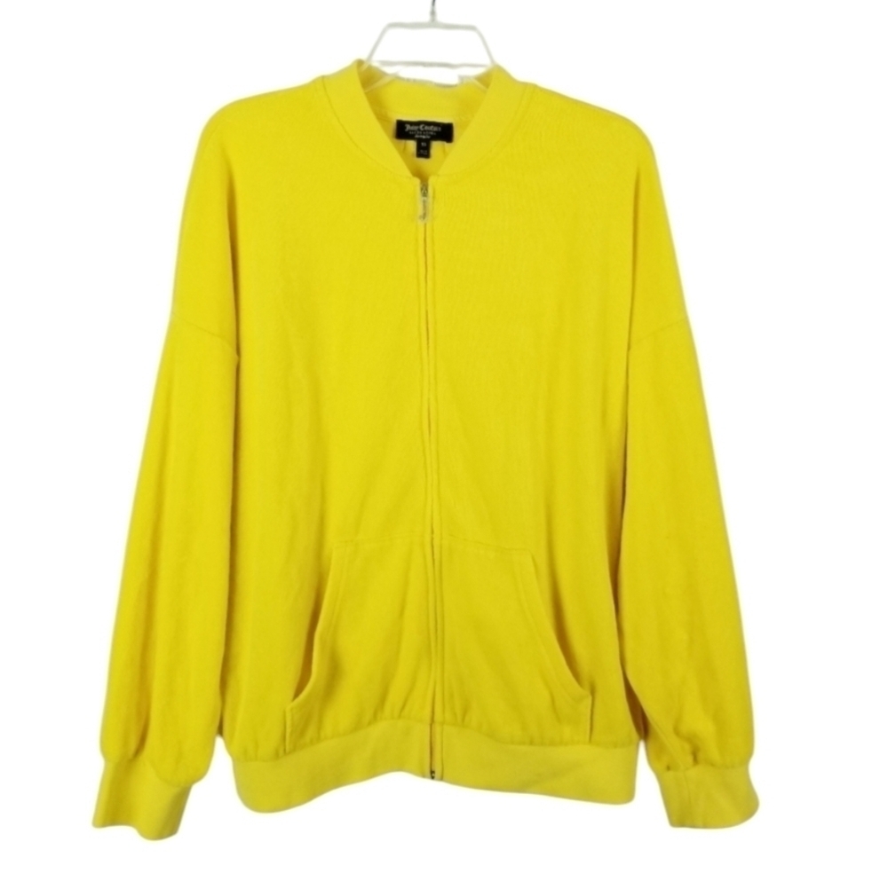 Juicy Couture Black Label Womens Terry Track Jacket Size XS Full Zip Yellow Y2K